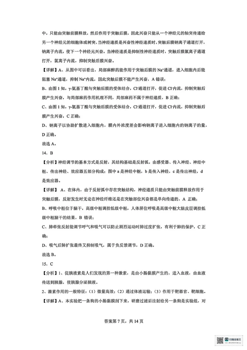 山东省菏泽市鄄城县第一中学2025-2026学年高二上学期10月月考生物试题（扫描版，有解析）_2025年10月高二试卷_251029山东省菏泽市鄄城县第一中学2025-2026学年高二上学期10月月考（全）