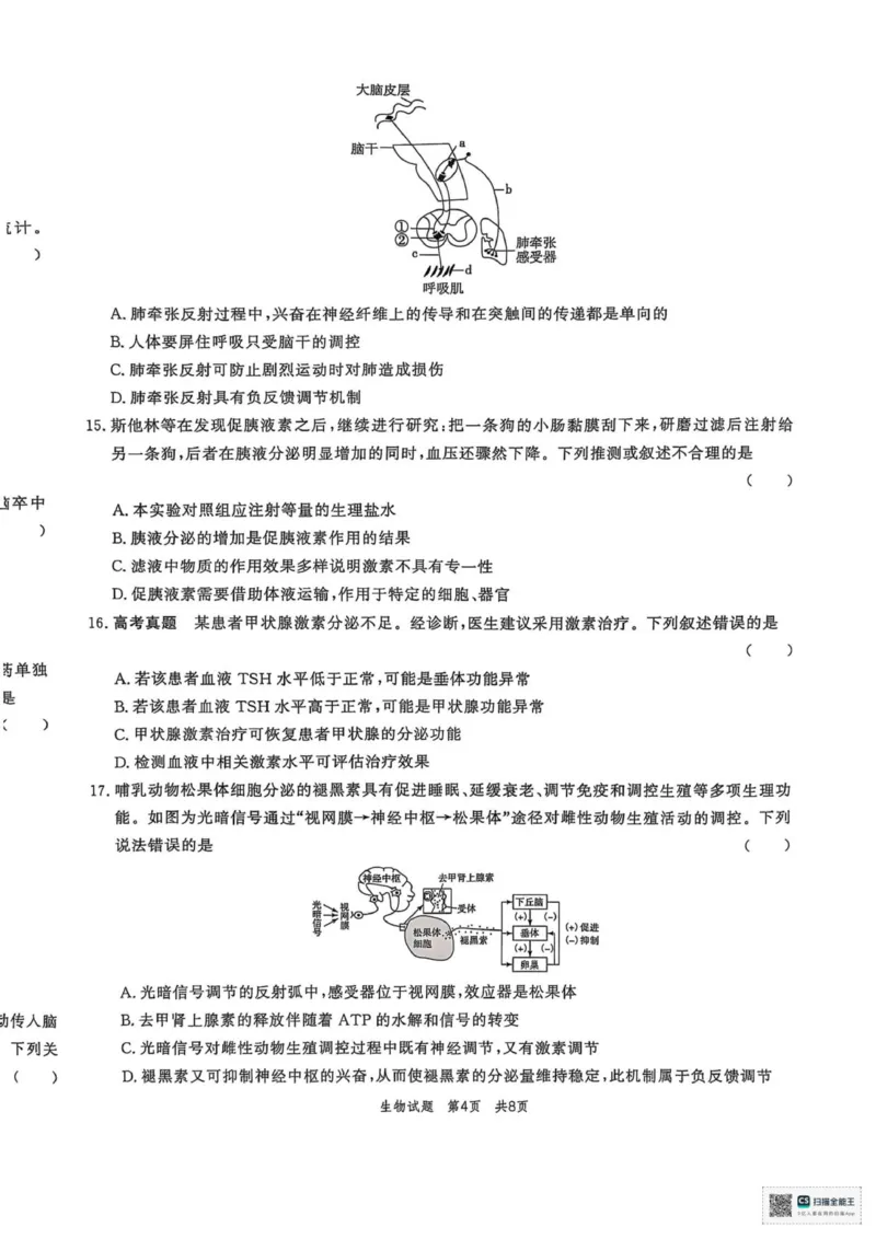 山东省菏泽市鄄城县第一中学2025-2026学年高二上学期10月月考生物试题（扫描版，有解析）_2025年10月高二试卷_251029山东省菏泽市鄄城县第一中学2025-2026学年高二上学期10月月考（全）