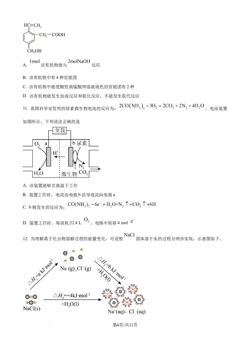 精品解析：广西壮族自治区玉林市多校联考2025-2026学年高二上学期9月月考化学试题（原卷版）_2025年10月高二试卷_251010广西壮族自治区玉林市五校联考2025-2026学年高二上学期9月月考