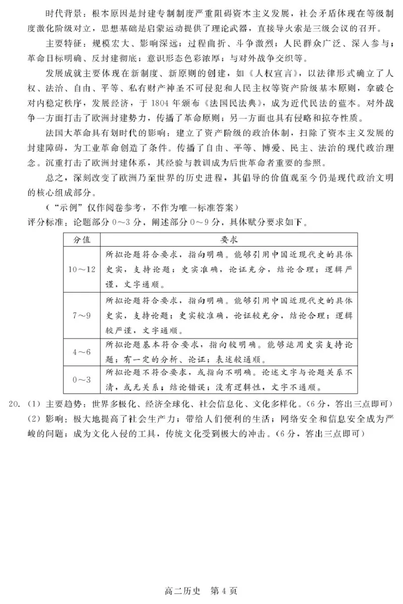 答案202601高二质检（历史）_2024-2025高二（7-7月题库）_2026年1月高二_260120河北省邯郸市NT20名校联合体2025-2026学年高二上学期1月质检
