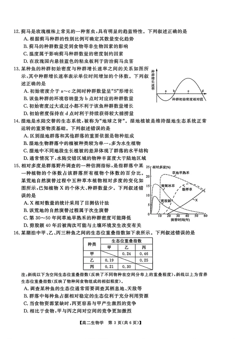 生物试卷_2024-2025高二（7-7月题库）_2026年1月高二_260123河南新未来联考2025-2026学年高二年级1月测评（全）