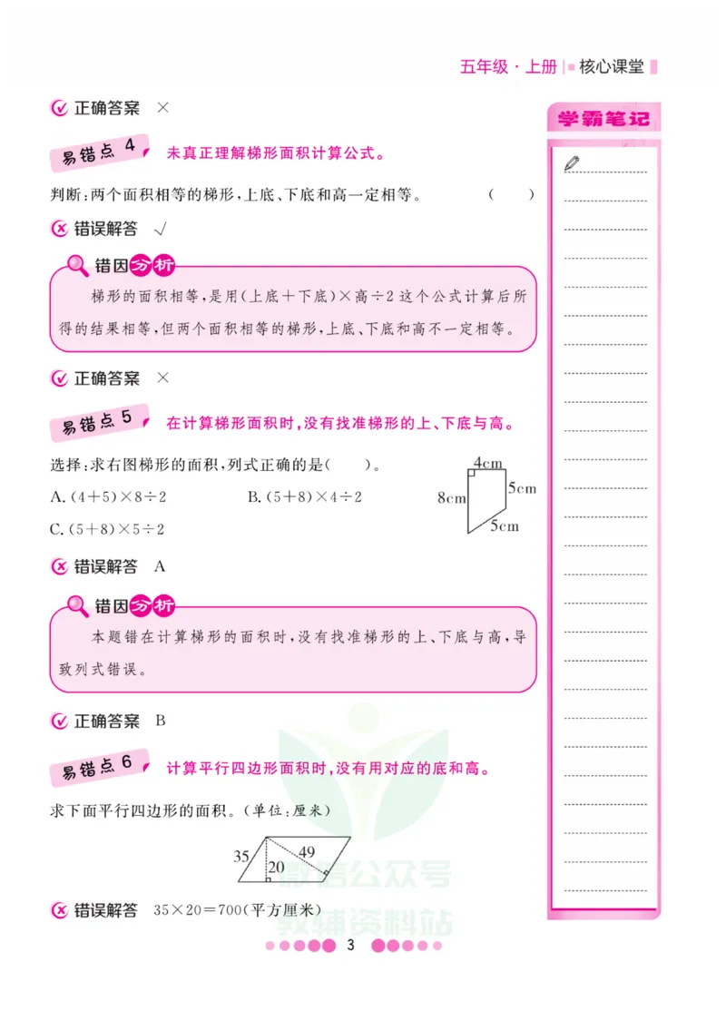 五年级上册数学苏教版易错清单_小学1-6年级全部试卷_数学_五年级_3-10-3、小学五年级数学上册_3-10-3-1、复习、知识点、归纳汇总_苏教版