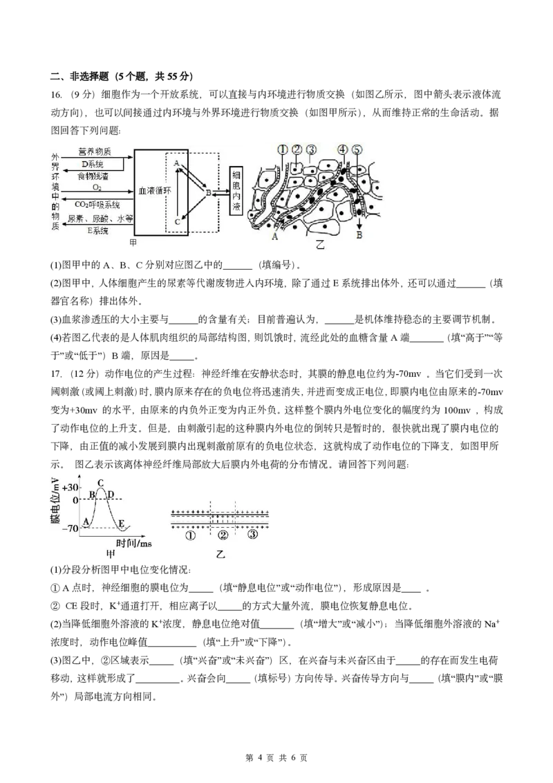 高二生物试题_2025年10月高二试卷_251028四川省成都外国语学校2025-2026学年高二上学期10月月考_四川省成都外国语学校2025-2026学年高二上学期10月检测生物试题含答案
