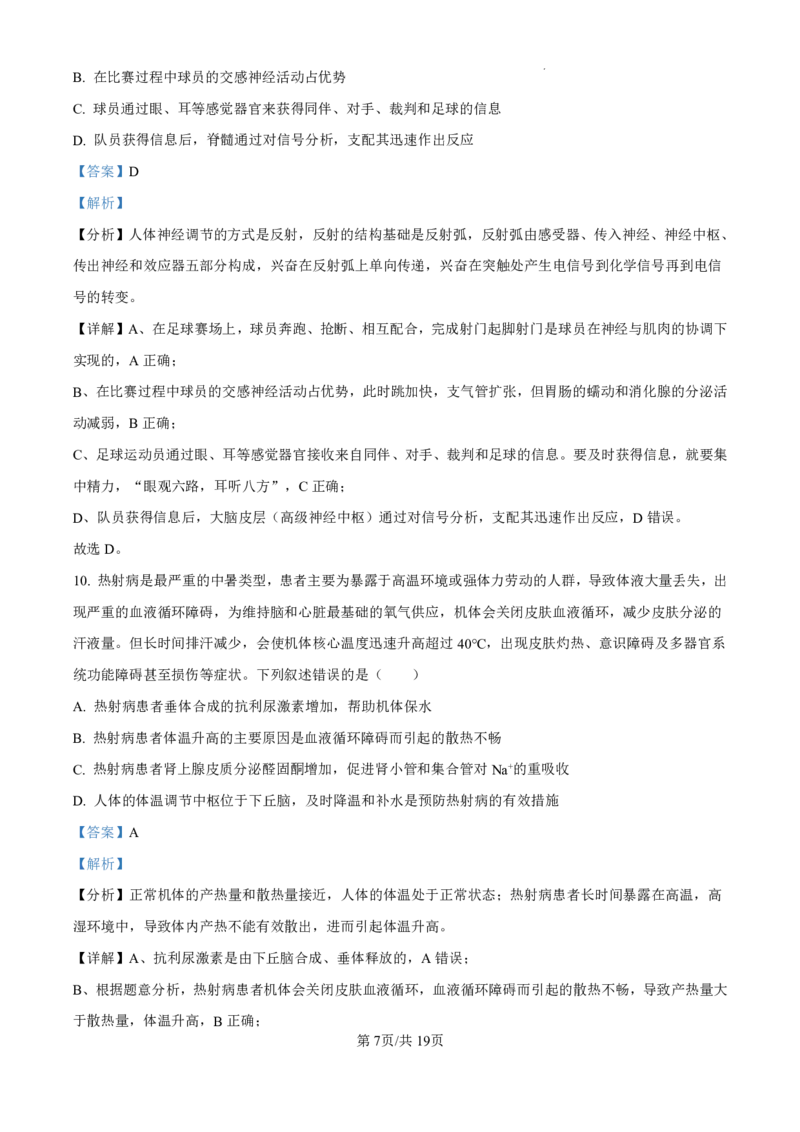 精品解析：海南省海口市2024-2025学年高三上学期10月摸底考试生物试题（解析版）_2024-2025高三（6-6月题库）_2024年11月试卷_1104海南省海口市2024-2025学年高三上学期10月摸底考试