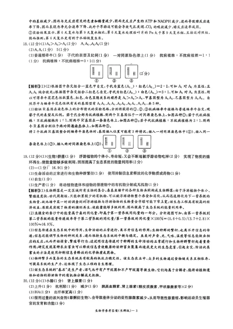 长郡中学2026届高三月考试卷（四）生物答案_2024-2026高三（6-6月题库）_2026年01月高三试卷_0104炎德&middot;英才大联考长郡中学2026届高三月考试卷（四）（全）