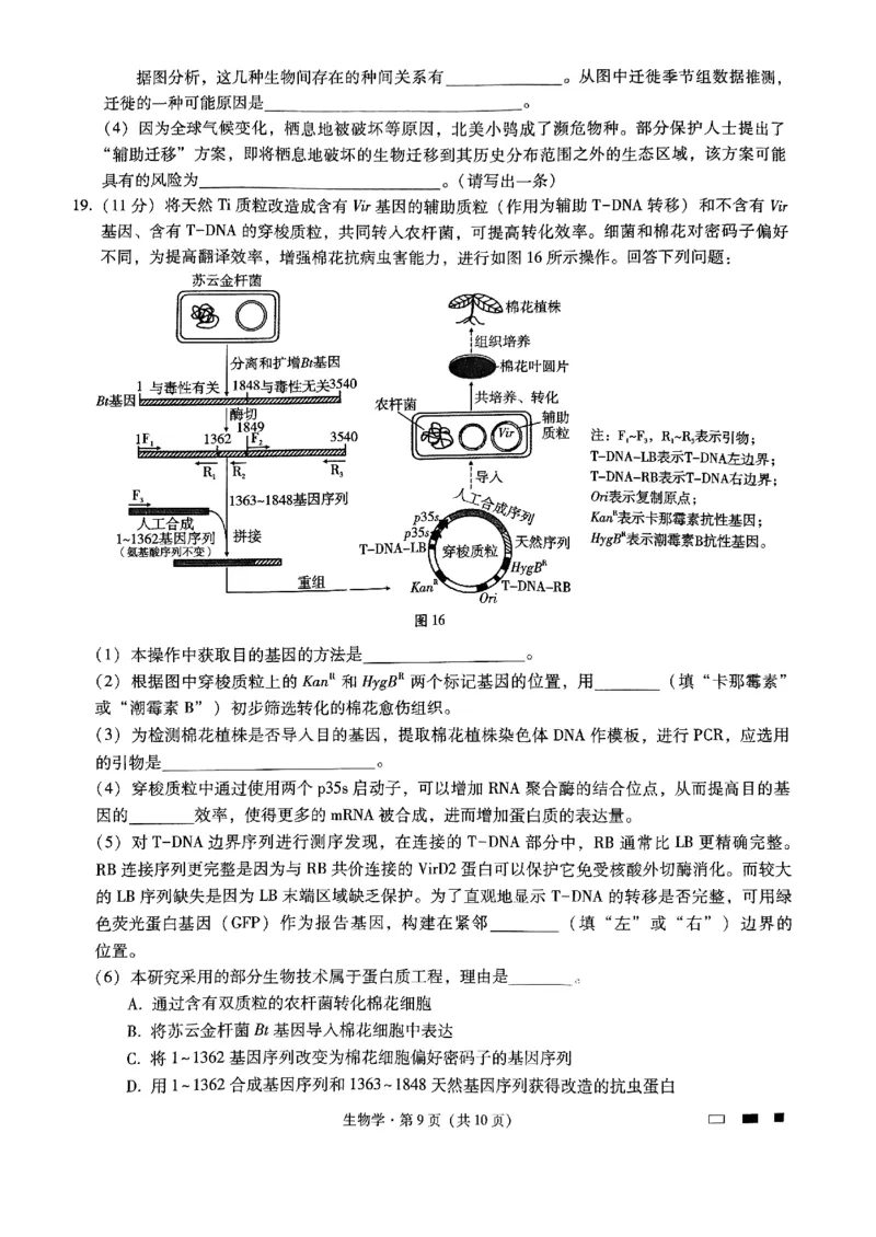 重庆市第八中学2025届高考适应性月考卷（二）生物_2024-2025高三（6-6月题库）_2024年10月试卷_1028重庆市第八中学2025届高考适应性月考卷（二）