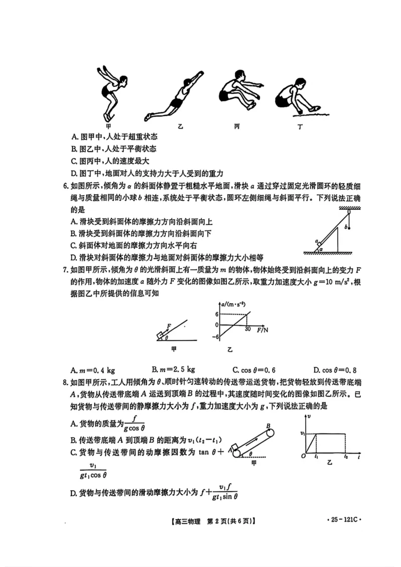 福建省金太阳2024-2025学年高三上学期半期考试（25-121C）物理试题（含答案）_2024-2025高三（6-6月题库）_2024年11月试卷_1109福建省金太阳2024-2025学年高三上学期半期考试（25-121C）