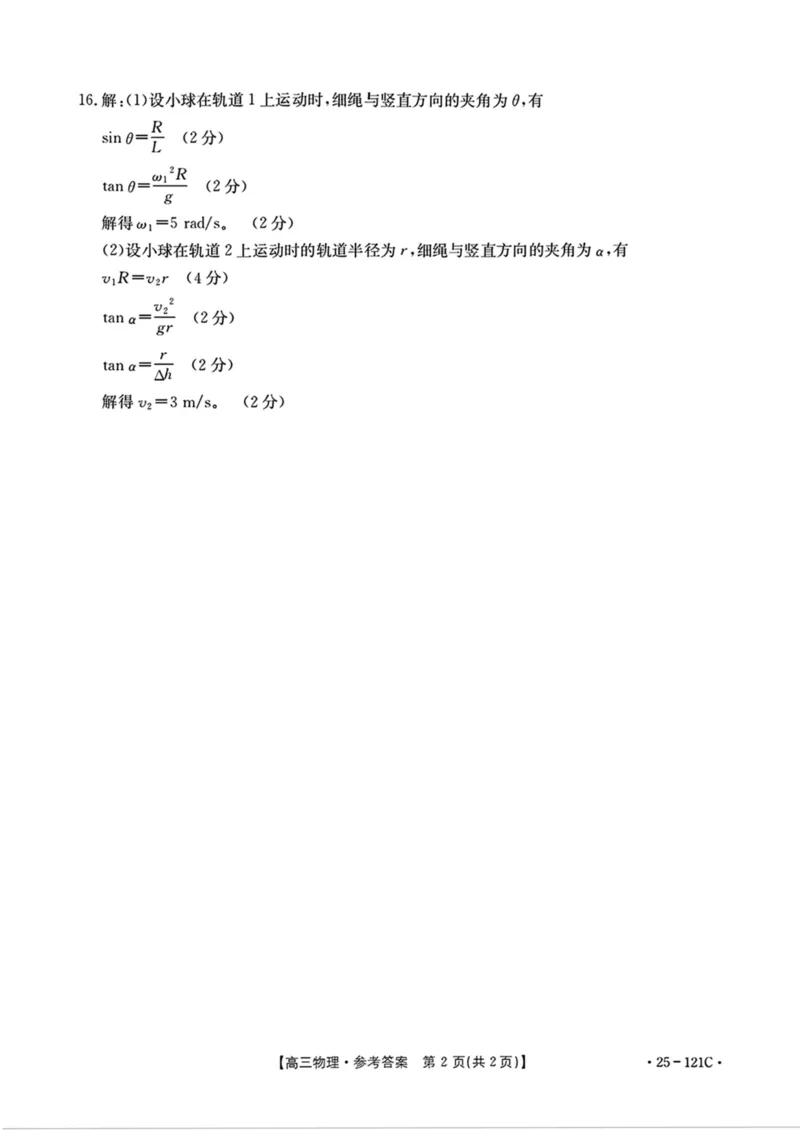 福建省金太阳2024-2025学年高三上学期半期考试（25-121C）物理试题（含答案）_2024-2025高三（6-6月题库）_2024年11月试卷_1109福建省金太阳2024-2025学年高三上学期半期考试（25-121C）