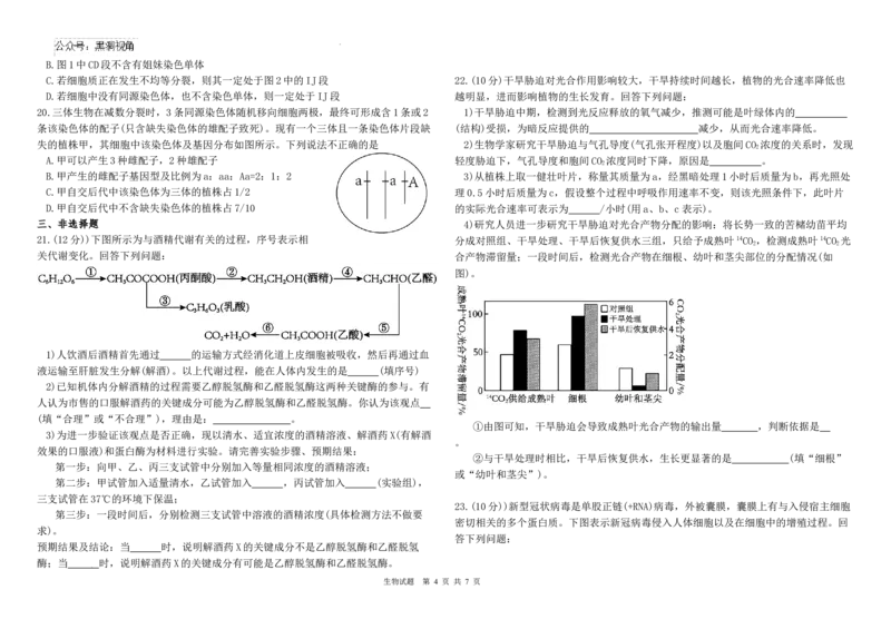 黑龙江省哈尔滨师范大学青冈实验中学校2025届高三上学期期中考试生物_2024-2025高三（6-6月题库）_2024年12月试卷