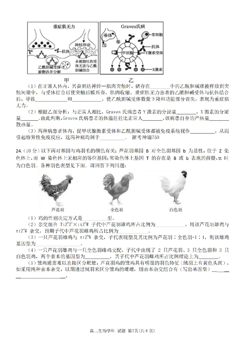 生物卷-宁波五校高二期中_2024-2025高二（7-7月题库）_2024年11月试卷_1115浙江省宁波五校联盟2024-2025学年高二期中考试