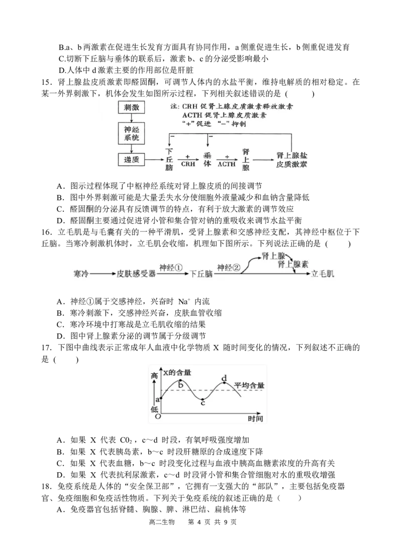 生物试题_251205四川省遂宁市射洪中学2025-2026学年高二上学期期中考试（全）_四川省遂宁市射洪中学2025-2026学年高二上学期期中考试生物Word版含答案
