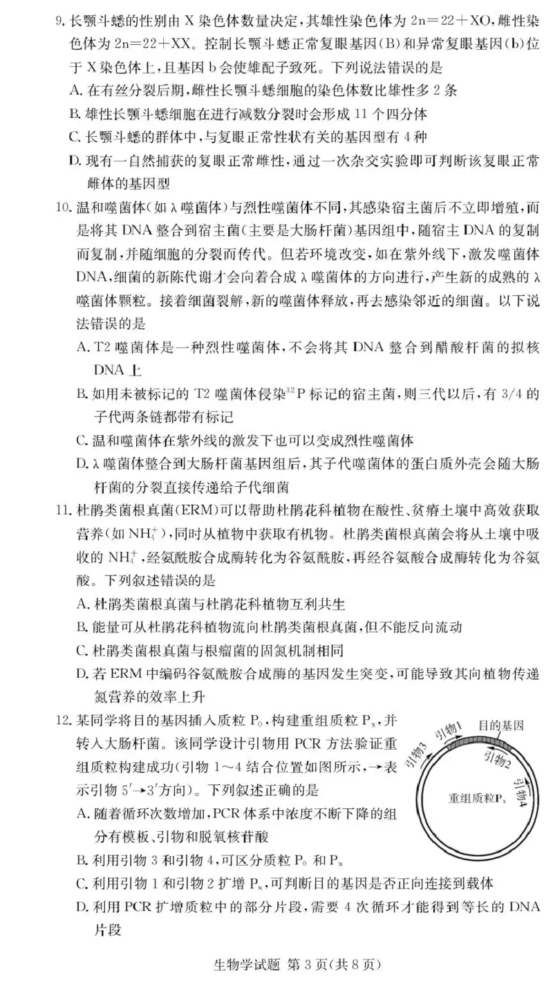 湖南佩佩教育战略合作学校2026届高三第二次联考卷生物_2024-2026高三（6-6月题库）_2026年01月高三试卷_0107湖南佩佩教育战略合作学校2026届高三第二次联考卷（全）