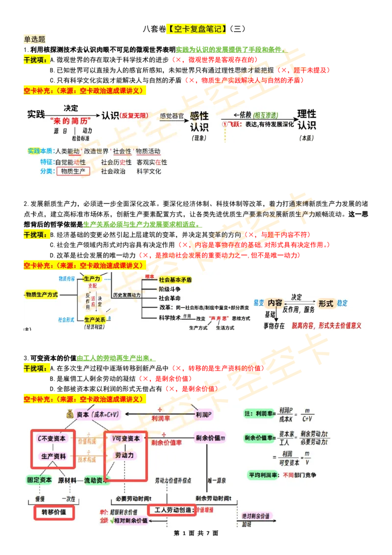 八套卷复盘笔记（三）空卡原创_空卡政治笔记合集_10.政治卷复盘笔记（更新至第4套）