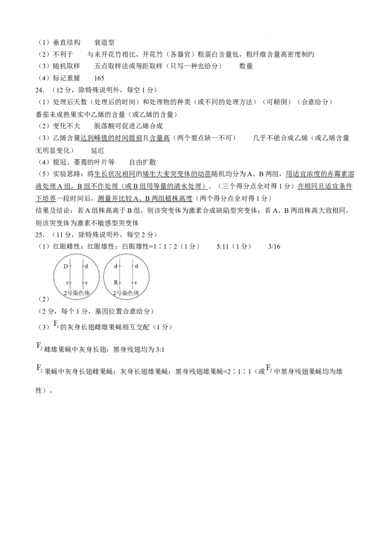 辽宁省大连市滨城高中联盟2024-2025学年高三上学期中考试生物试卷_2024-2025高三（6-6月题库）_2024年12月试卷_1206辽宁省大连市滨城高中联盟2024-2025学年高三上学期期中Ⅱ