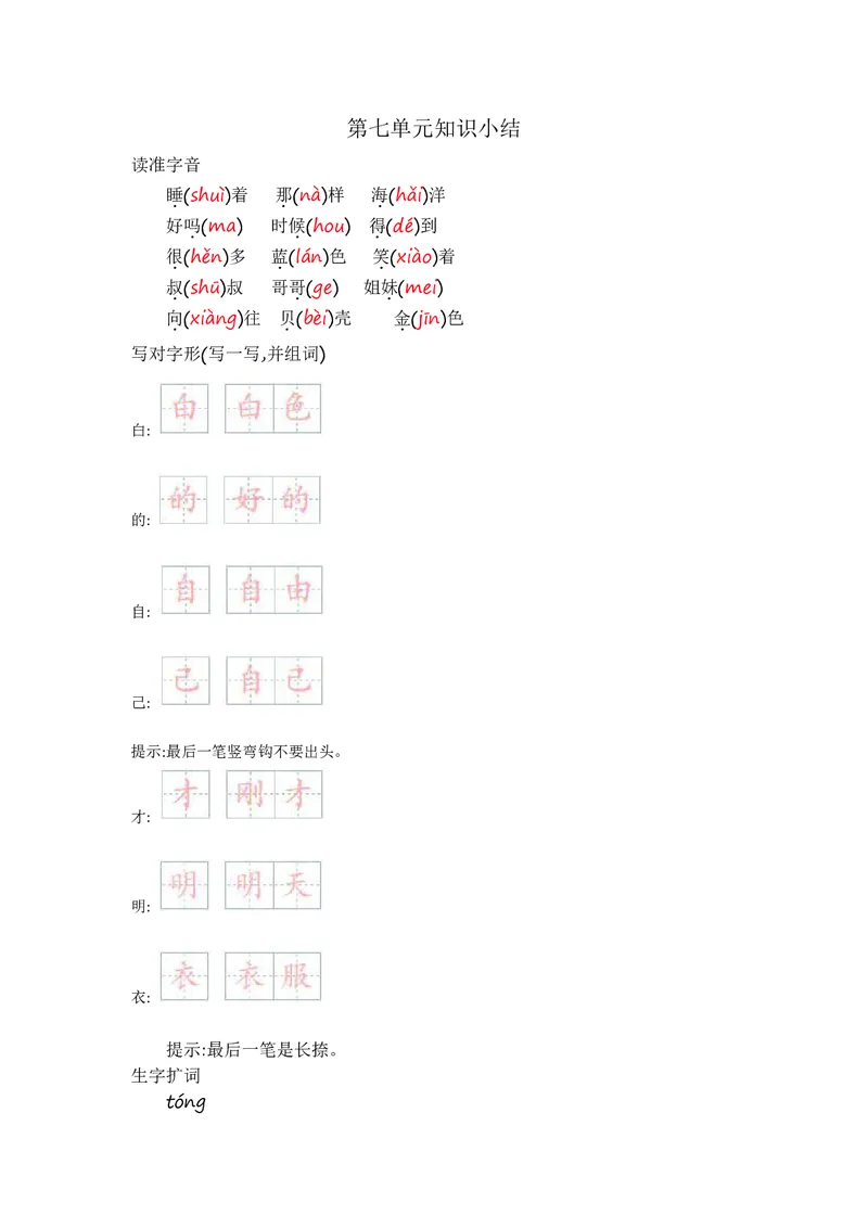 一年级上册语文部编版知识要点_小学1-6年级全部试卷_语文_一年级_3-6-1、小学一年级语文上册_3-6-1-1、复习、知识点、归纳汇总_通用