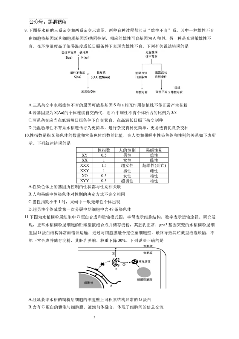 生物试题_2024-2026高三（6-6月题库）_2024年10月试卷_1017四川省绵阳市南山中学集团学校2024-2025学年高三上学期10月联考