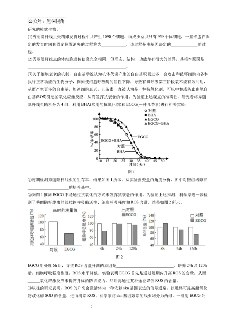 生物试题_2024-2026高三（6-6月题库）_2024年10月试卷_1017四川省绵阳市南山中学集团学校2024-2025学年高三上学期10月联考