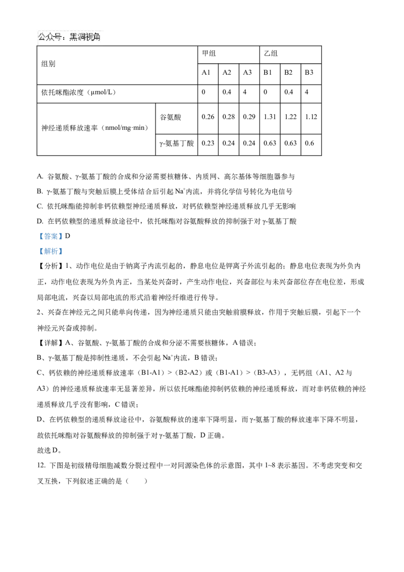 福建省泉州五校联考2024-2025学年高三上学期11月期中生物试题Word版含解析_2024-2025高三（6-6月题库）_2024年11月试卷_1126福建省泉州市五校2024-2025学年高三上学期11月期中联考