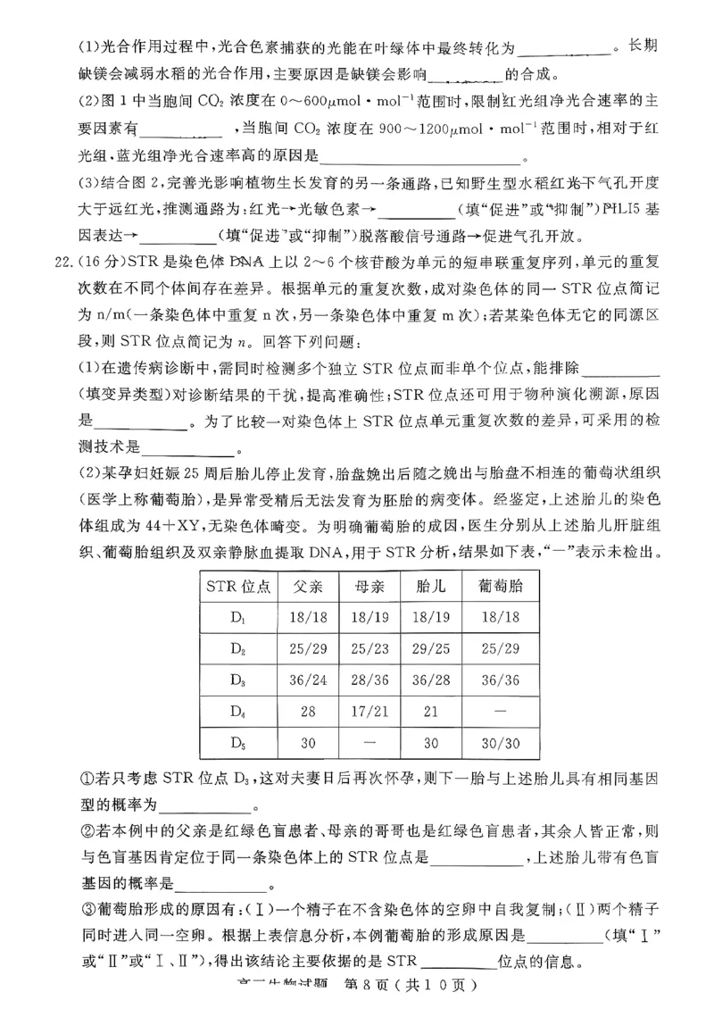 2025一2026学年度第一学期高三质量检测生物+答案_2024-2026高三（6-6月题库）_2026年01月高三试卷_0109山东省济宁市2025一2026学年度第一学期高三质量检测（期末）（全）