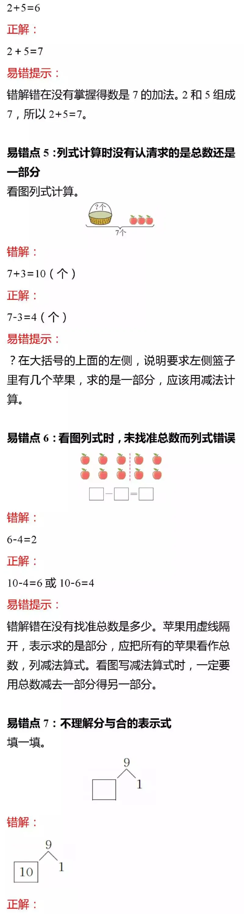 北师版一年级数学上册易错题集锦及答案(1)_小学1-6年级全部试卷_数学_一年级_3-6-3、小学一年级数学上册_3-6-3-2、练习题、作业、试题、试卷_北师大版_专项练习