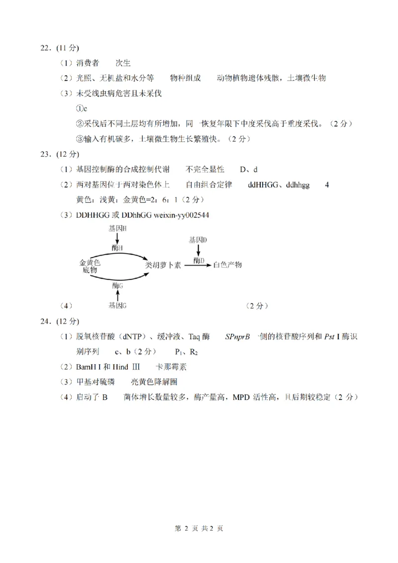 生物答案_2024-2025高三（6-6月题库）_2025年02月试卷_0216江苏省苏州中学、海门中学、姜堰中学、淮阴中学等四校2024-2025学年高三下学期2月联考