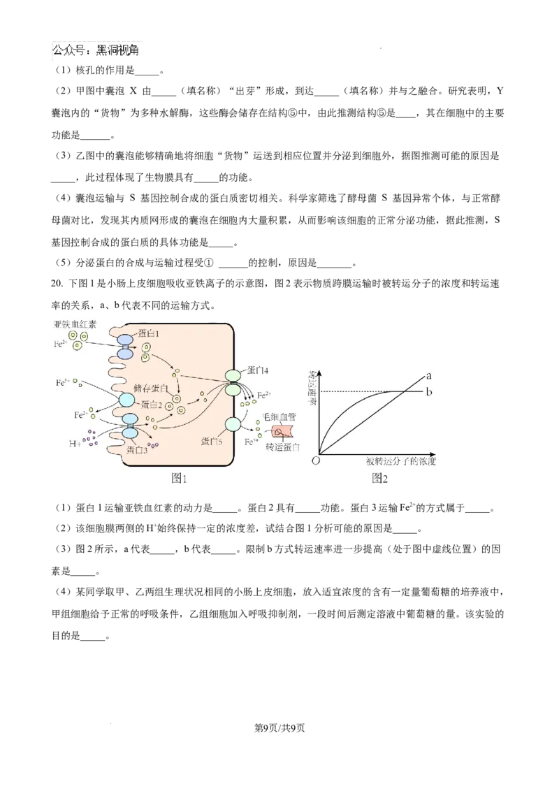 海南省琼海市嘉积中学2024--2025学年高三上学期开学考试生物试题（试卷版）_2024-2025高三（6-6月题库）_2024年09月试卷_0909海南省海南中学+嘉积中学2024-2025学年高三上学期开学考试