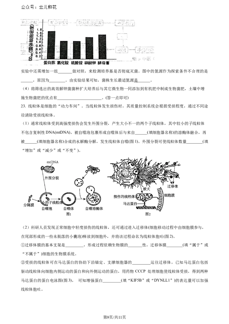 精品解析：辽宁省大连市2023-2024学年高二下学期期末考试生物学试题（原卷版）_2024-2025高二（7-7月题库）_2024年07月试卷_0724辽宁省大连市2023_2024学年高二下学期期末考试