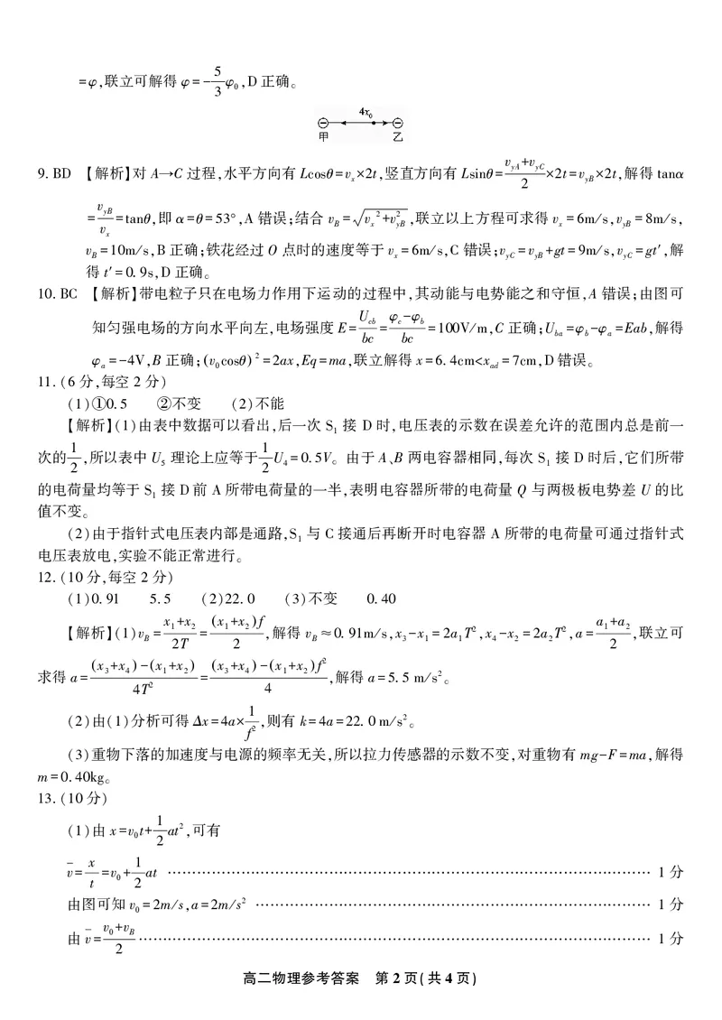 物理答案&middot;2025年高二10月联考_2025年10月高二试卷_251026安徽省皖江名校联盟2025-2026学年高二上学期10月阶段考（全）