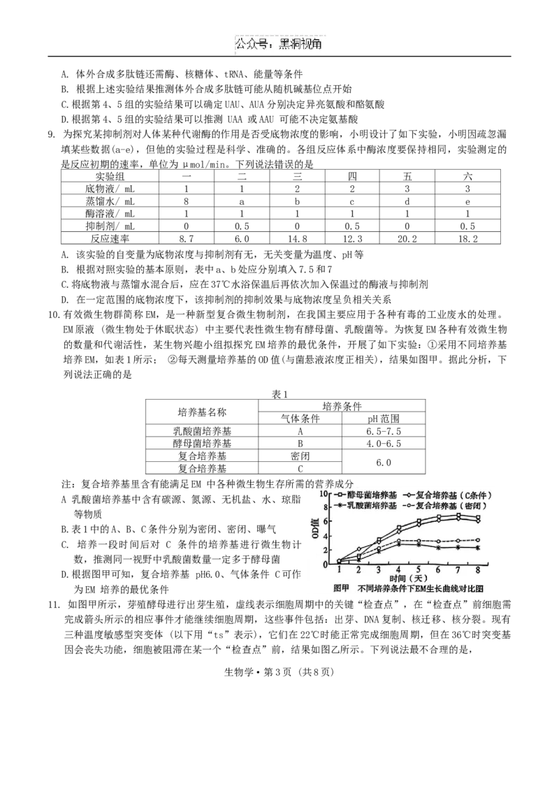 重庆市第一中学校2024-2025学年高三上学期11月期中生物学试题卷_2024-2025高三（6-6月题库）_2024年12月试卷_1202重庆市第一中学校2024-2025学年高三上学期11月期中考试（全科）