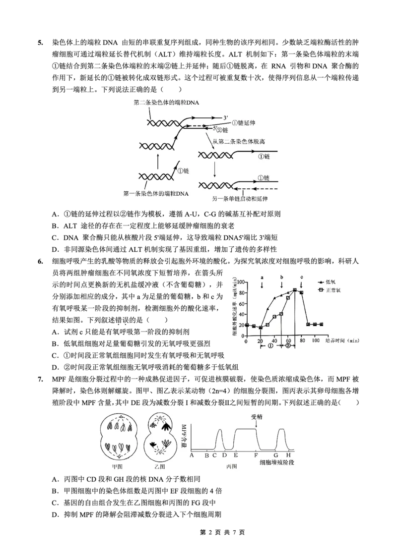重庆实验外国语学校2025-2026学年度（上）高2026届1月期末考试（七）生物_2024-2026高三（6-6月题库）_2026年01月高三试卷
