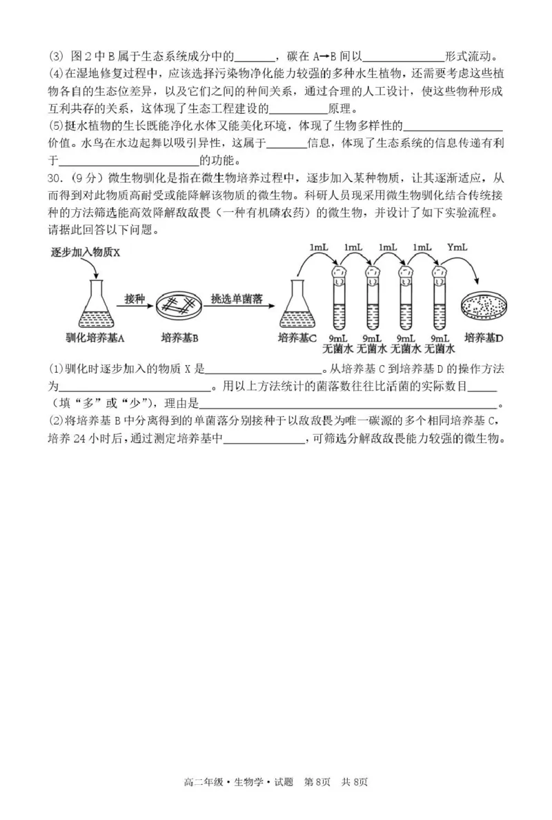 黑龙江省牡丹江市第二高级中学2025-2026学年高二上学期期末考试生物试卷_2024-2025高二（7-7月题库）_2026年1月高二_260131黑龙江省牡丹江市第二高级中学2025-2026学年高二上学期期末（全）