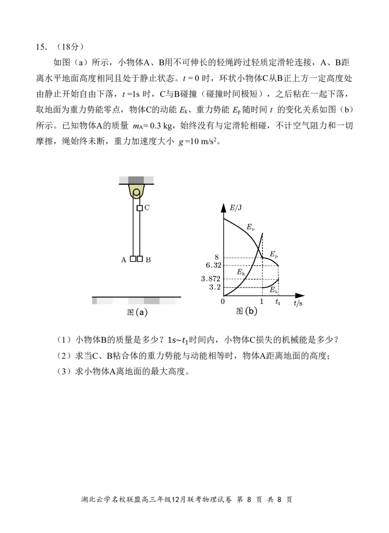 湖北云学名校联盟2025届高三年级12月联考物理_2024-2025高三（6-6月题库）_2024年12月试卷_1214湖北云学名校联盟2025届高三年级12月联考（全科）