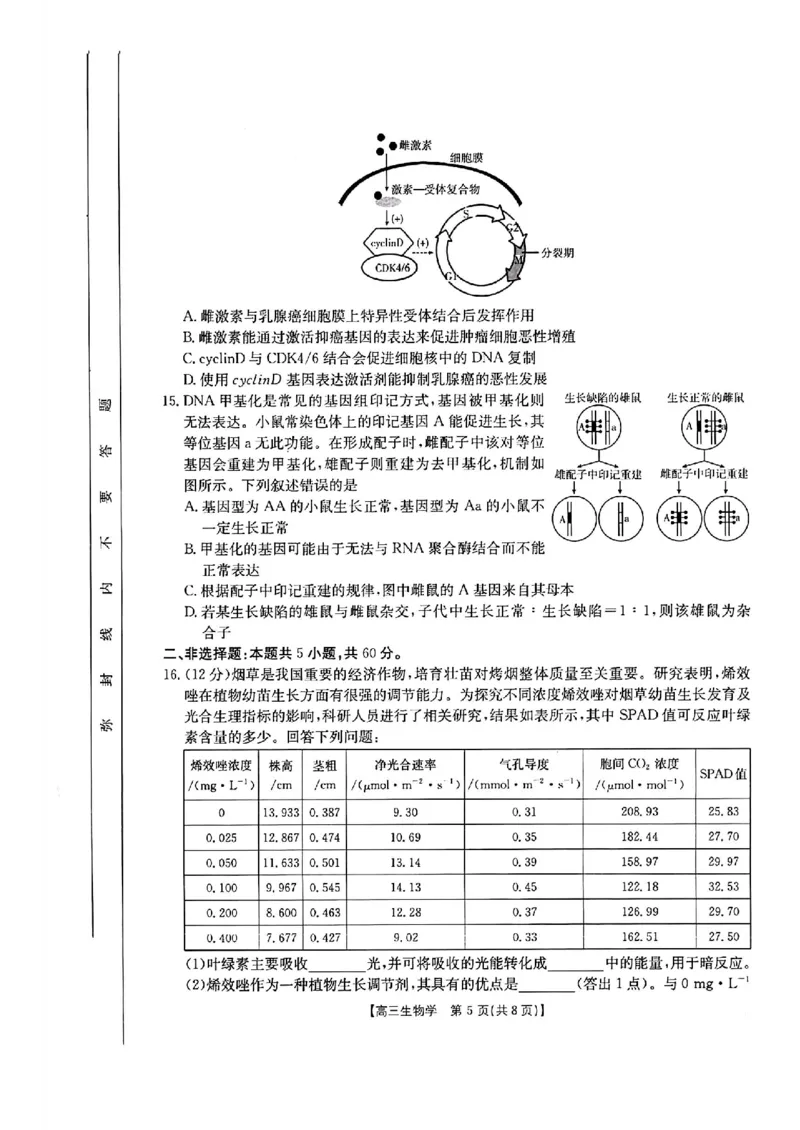 生物-2025届12月广东福建金太阳联考25-198C_2024-2025高三（6-6月题库）_2024年12月试卷_12212025届12月广东福建金太阳联考25-198C