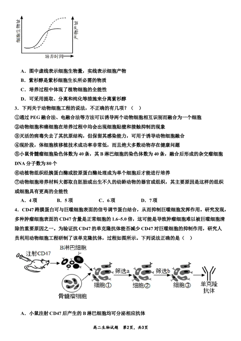 生物月考题最终版_2024-2025高二（7-7月题库）_2025年03月试卷_0321山东省济宁市嘉祥一中2024-2025学年高二下学期3月月考