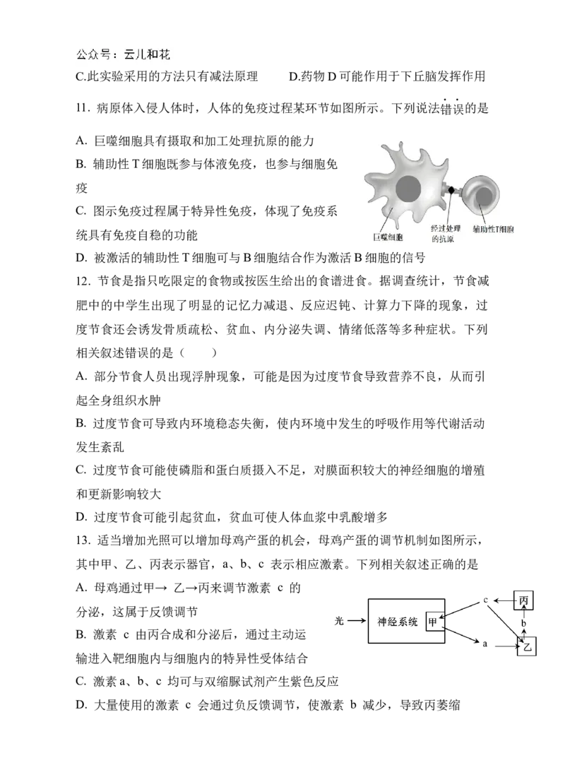 龙川一中2024-2025学年度第一学期高二期中考试生物试题_2024-2025高二（7-7月题库）_2024年12月试卷_1209广东省河源市龙川县第一中学2024-2025学年高二上学期12月期中考试