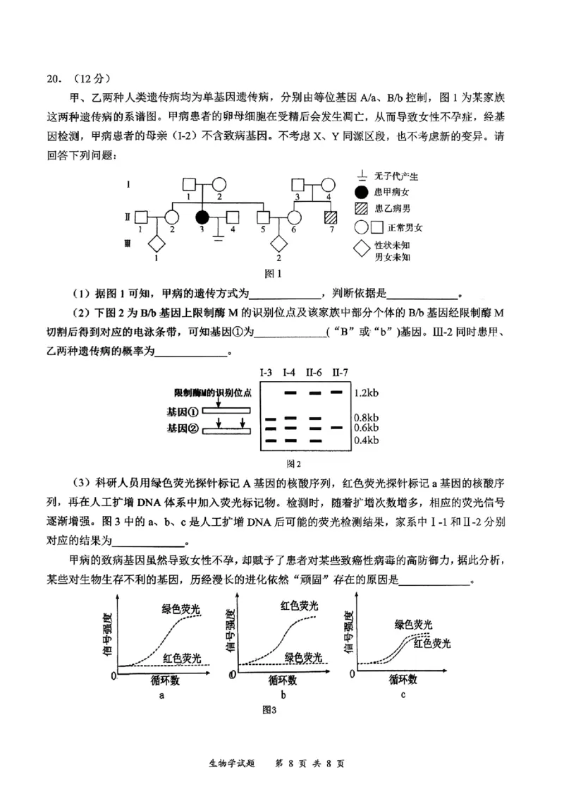 宜宾市普通高中2023级第一次诊断性测试生物_2024-2026高三（6-6月题库）_2026年01月高三试卷_0114四川省宜宾市普通高中2023级第一次诊断性测试（宜宾一诊）