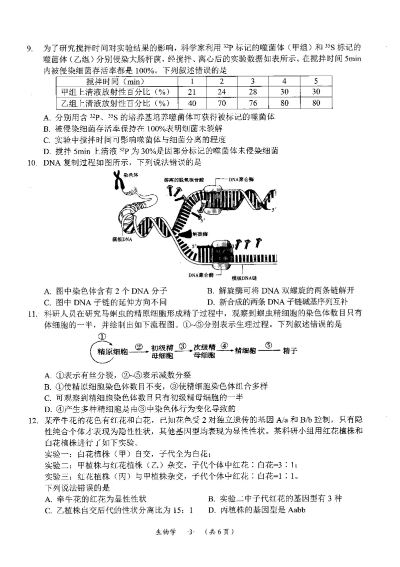 遵义市2025届第一次适应性考试生物试卷_2024-2025高三（6-6月题库）_2024年10月试卷_1017贵州省遵义市2024-2025学年高三上学期第一次适应性考试（一模）
