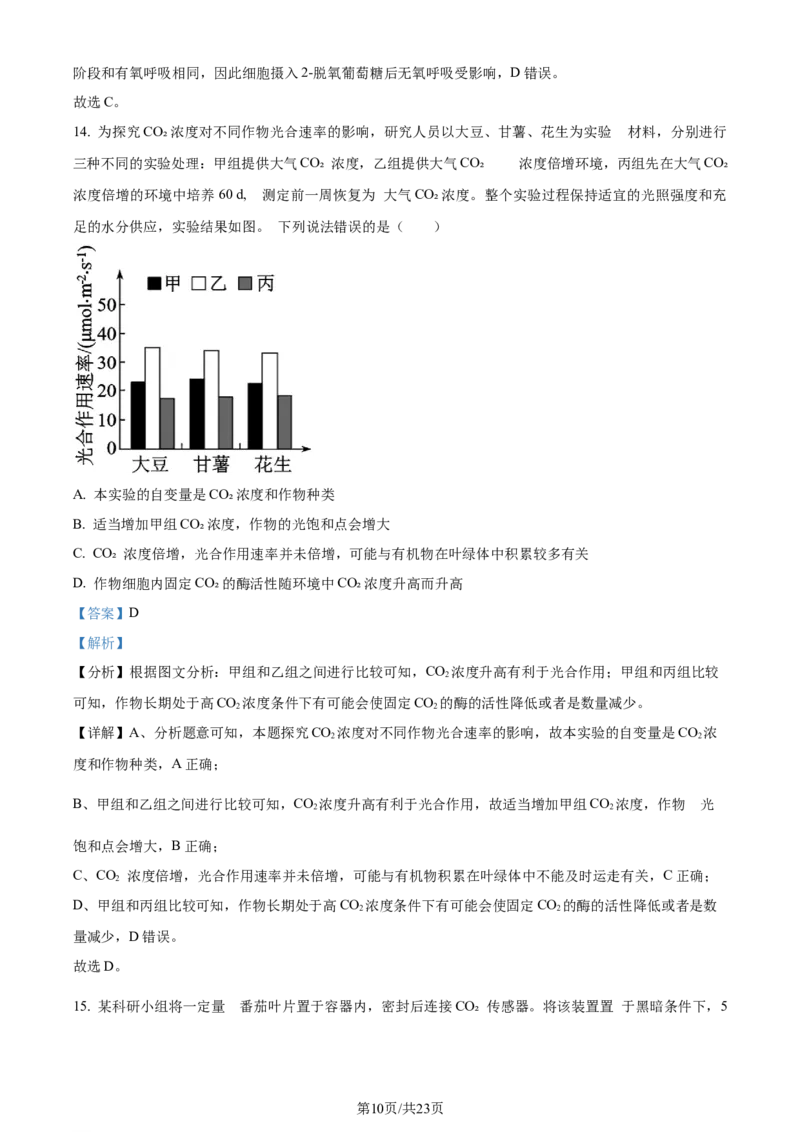 精品解析：山东省潍坊市2023-2024学年高二下学期期末考试生物试卷（解析版）_2024-2025高三（6-6月题库）_2024年07月试卷_240712山东省潍坊市2024年7月高二年级下学期期末学习质量检测