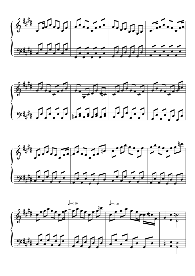 [東方ピアノEasyモード楽譜][easy][3]_一万首著名钢琴曲谱哈农贝多芬合集视频教学电子版高清无水印可打印_05动漫游戏钢琴谱合集_日系东方Project钢琴谱全集_东方project钢琴谱_01　青空の影