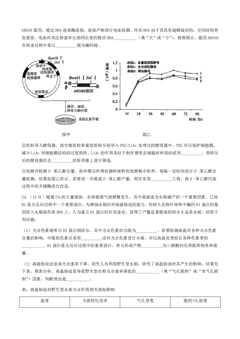浙江省稽阳联谊学校2024-2025学年高三上学期11月月考生物试题_2024-2025高三（6-6月题库）_2024年11月试卷_1128浙江省稽阳联谊学校2024-2025学年高三上学期11月联考（全科）