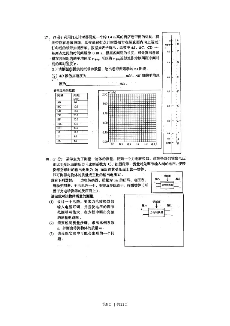 2001年上海高考物理真题及答案(图片版)_zz20高中真题试卷_物理高考真题试卷_旧1990-2007&middot;高考物理真题_1990-2007&middot;高考物理真题&middot;word_上海