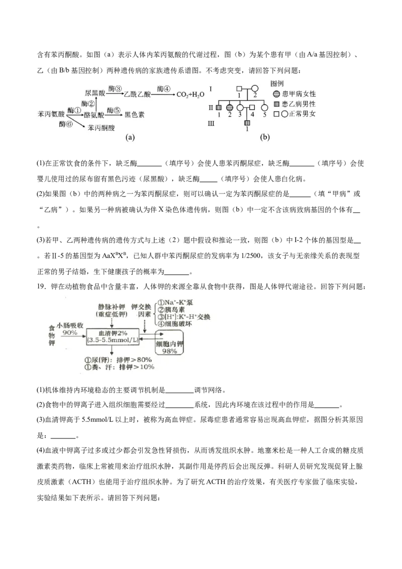 重庆市名校联盟2025-2026学年高二上学期第一次联合考试（11月期中）生物试卷（含答案）_251208重庆市名校联盟2025-2026学年高二上学期11月期中联考（全）