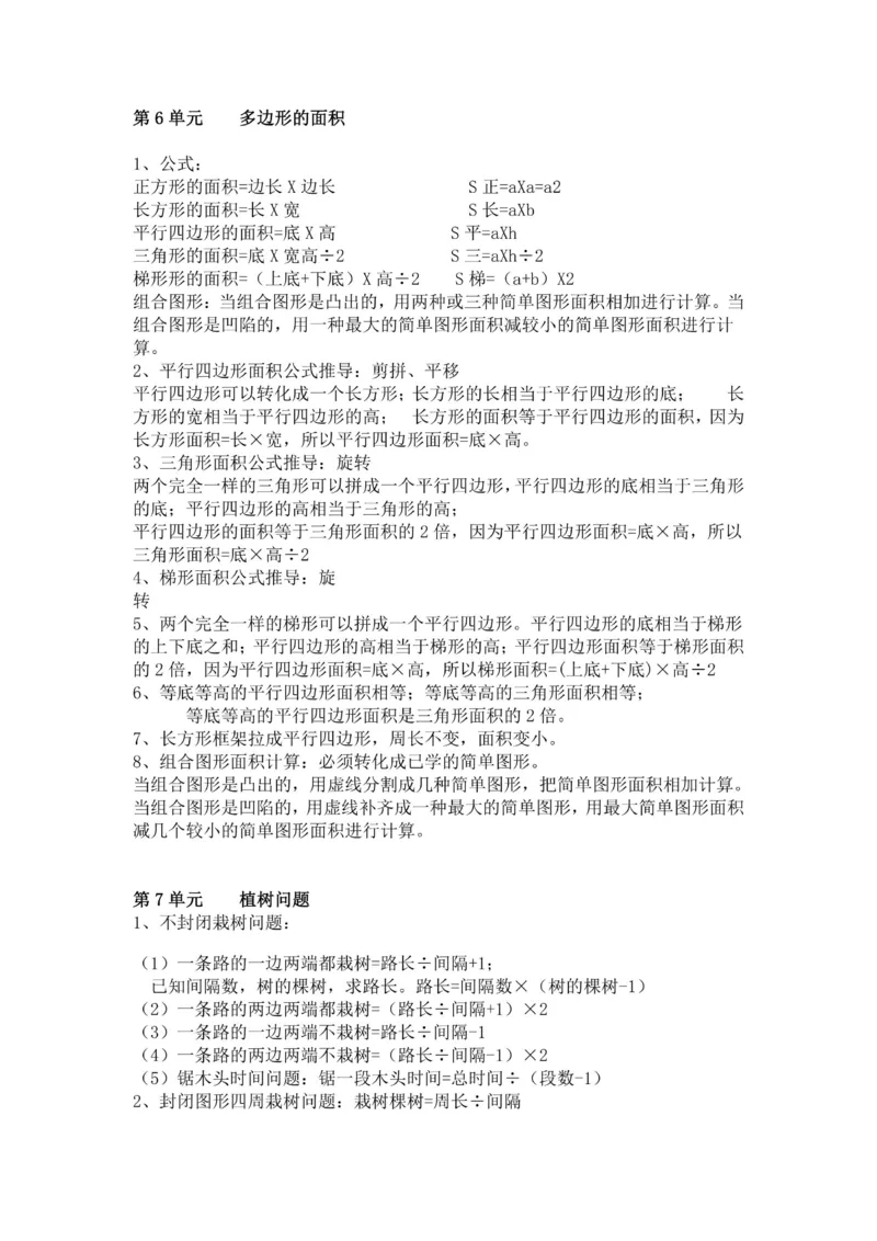 五年级上册数学人教版知识要点_小学1-6年级全部试卷_数学_五年级_3-10-3、小学五年级数学上册_3-10-3-1、复习、知识点、归纳汇总_人教版