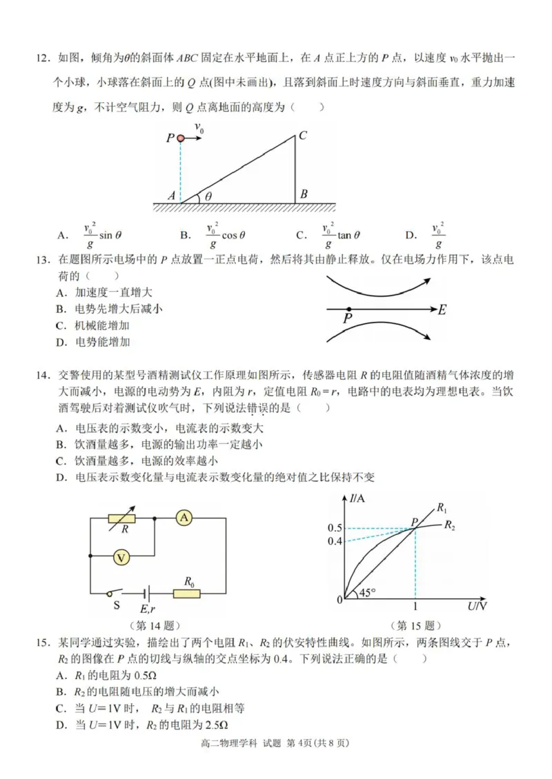 物理试题_2025年11月高二试卷_251109浙江省台州十校联盟2025-2026学年高二上学期11月期中联考_浙江省台州十校联盟2025-2026学年高二上学期11月期中联考物理试题（PDF版，含答案）