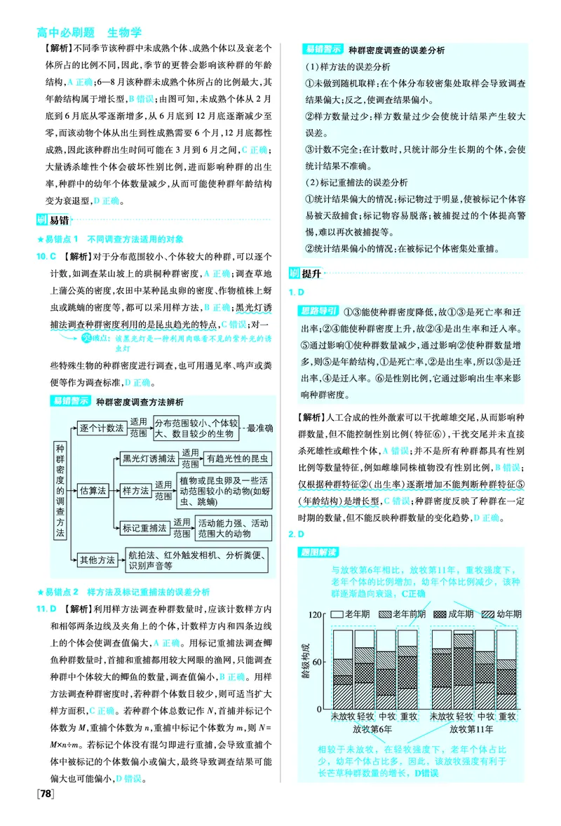 第1章种群及其动态_生物_2026版高中必刷题生物人教版_2026春高中必刷题生物必修2RJ_答案生物选修2