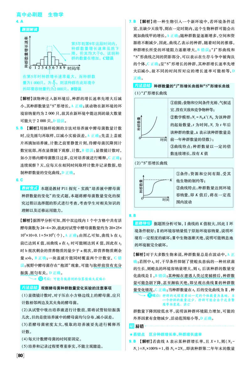 第1章种群及其动态_生物_2026版高中必刷题生物人教版_2026春高中必刷题生物必修2RJ_答案生物选修2