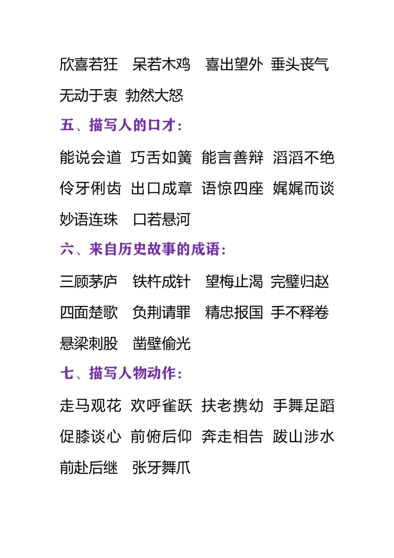 小学语文一年级下册必须掌握的成语分类大全_小学1-6年级全部试卷_语文_一年级_3-6-2、小学一年级语文下册_3-6-2-1、复习、知识点、归纳汇总_通用