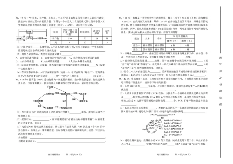 高三校一模理综试卷_2024年5月_01按日期_23号_2024届山西省太原市第五中学高三下学期一模试题_山西省太原市第五中学2024届高三下学期一模试题理综PDF版含答案（可编辑）