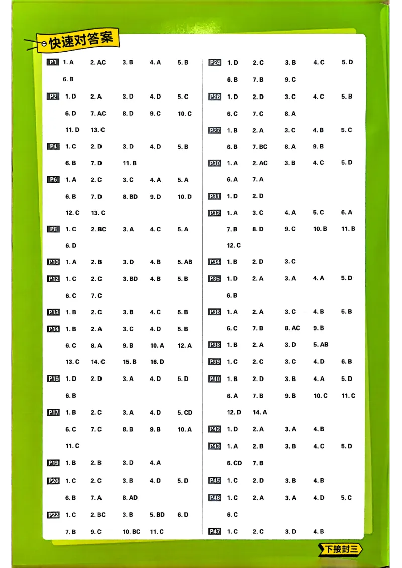 快速对答案2026版高中必刷题化学LK版必修1_化学_2026版高中必刷题化学《鲁科》_化学-鲁科-必修一