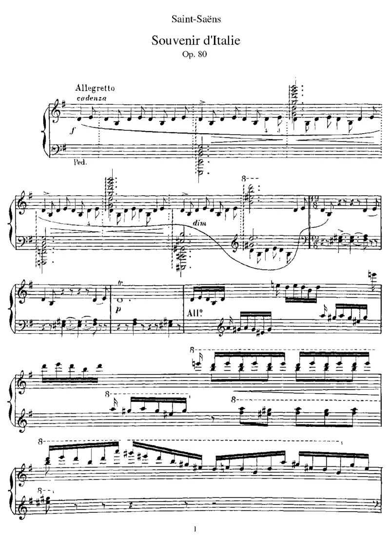意大利的回忆Souvenird'Italie,Op80_一万首著名钢琴曲谱哈农贝多芬合集视频教学电子版高清无水印可打印_1古典钢琴知名音乐家谱_圣桑钢琴谱全集